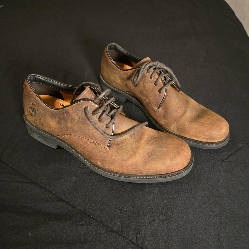 Timberland Shoes Mens Size 11.5 Brown Leather Lace Up Casual Anti-Fatigue Oxford